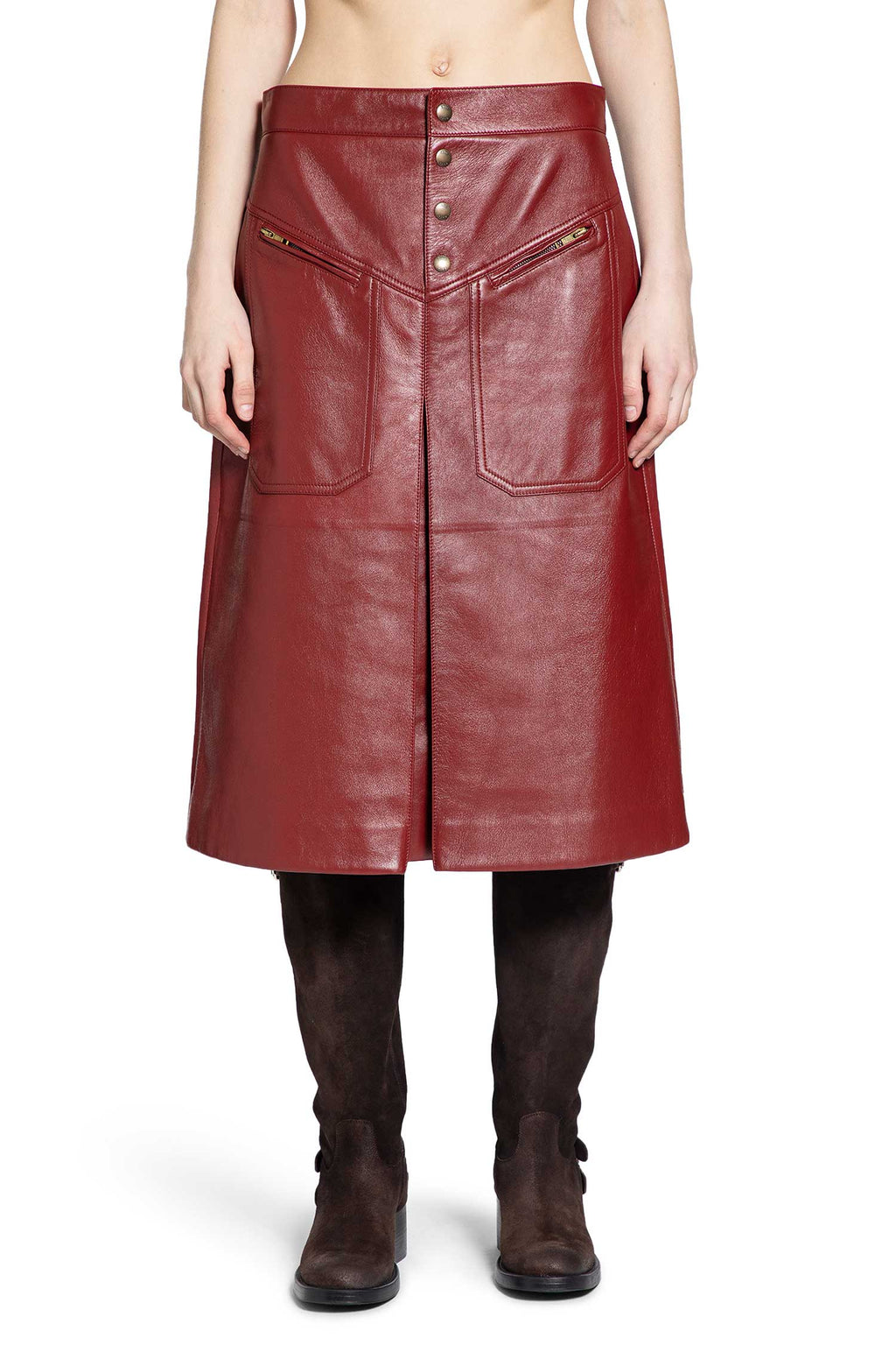 Оригінальна Knee-Length Skirt In Leather Chloe – вид ззаду
