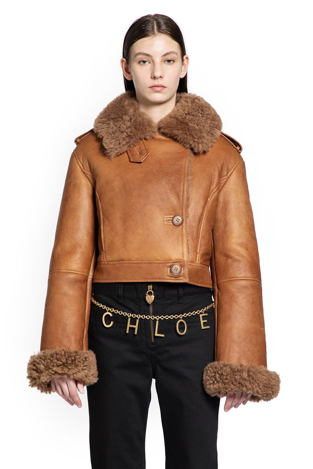 Оригінальна Cropped Shearling Jacket Chloe – вид ззаду