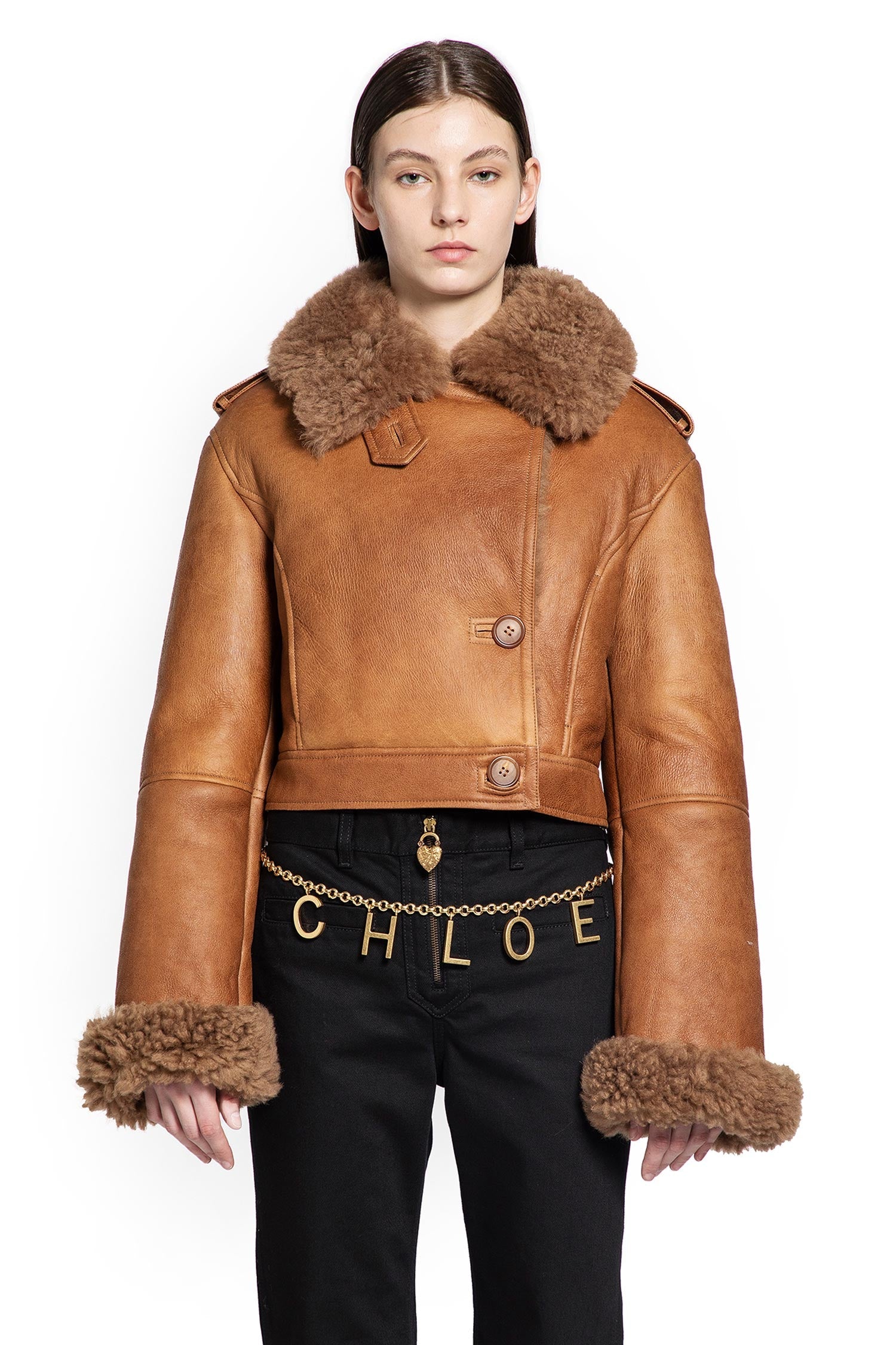 Оригінальна Cropped Shearling Jacket Chloe – вид ззаду