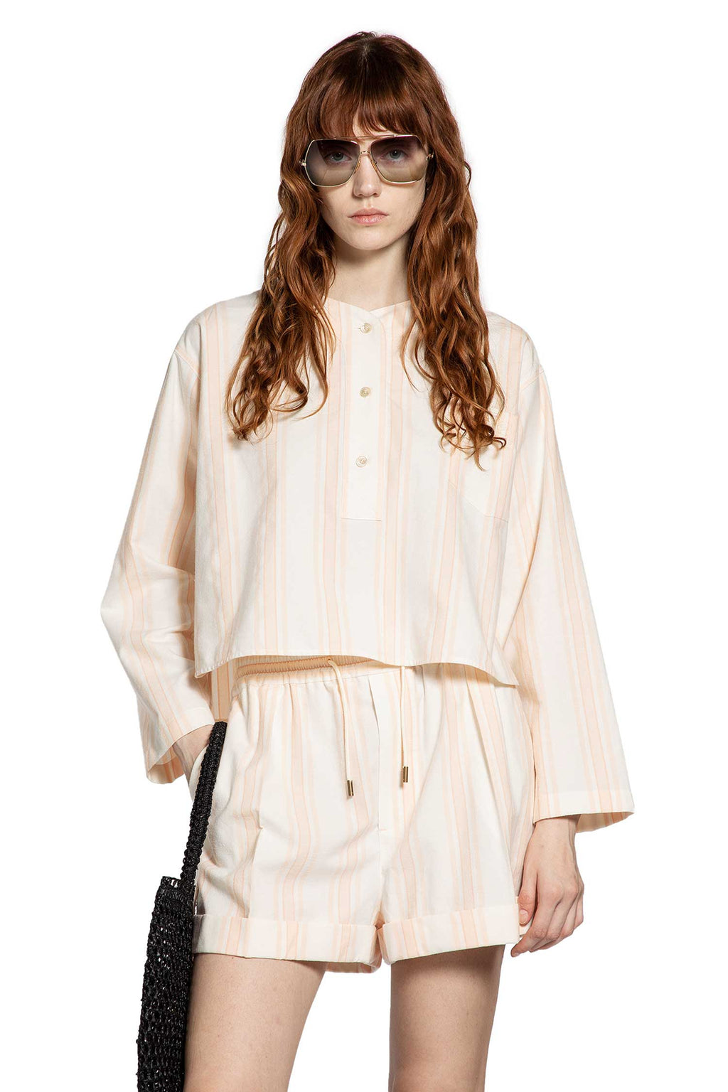 Long Sleeve Crop Top In Cotton Chloe оригінал – Купити в Україні – боковий вид