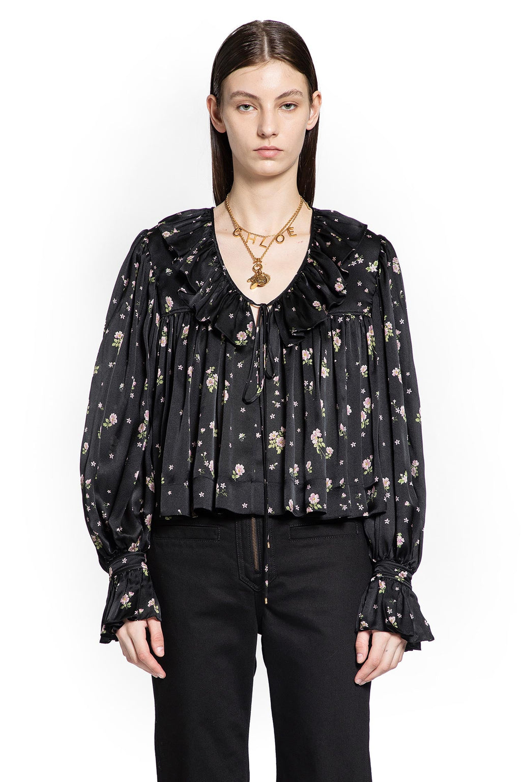 Liberty Print Maxi Gathered Ruffle Top Chloe оригінал – Купити в Україні – боковий вид