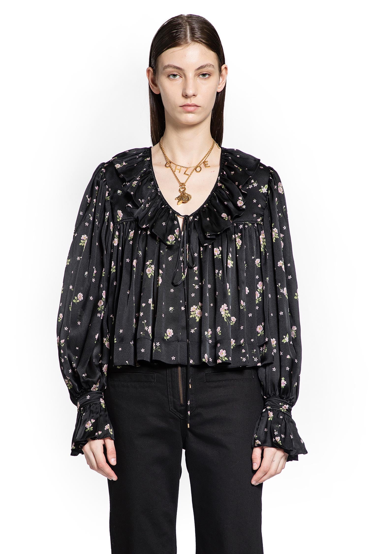 Liberty Print Maxi Gathered Ruffle Top Chloe оригінал – Купити в Україні – боковий вид