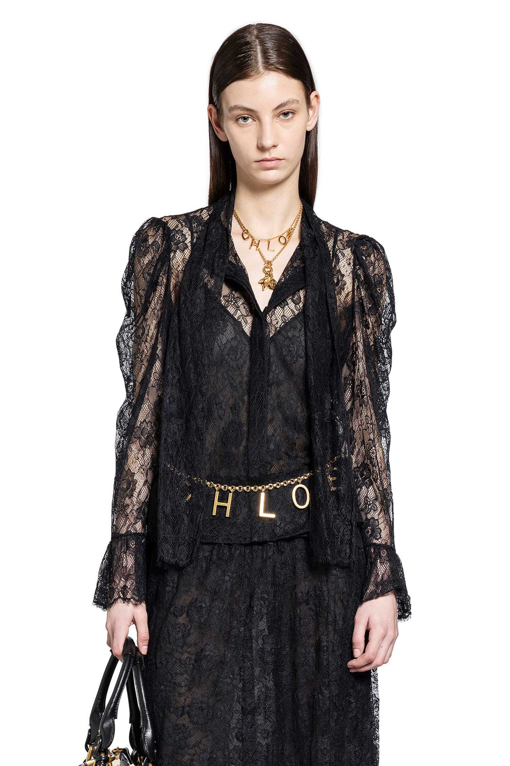 Lavallière Top In Floral Lace Jacquard Chloe – Гарантія оригінальності – боковий вид