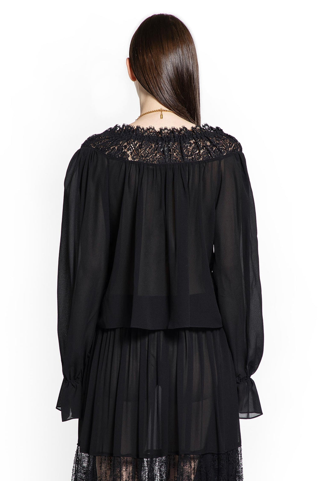 Crop Top In Silk Georgette And Lace Chloe оригінал – Купити в Україні – збільшений вид