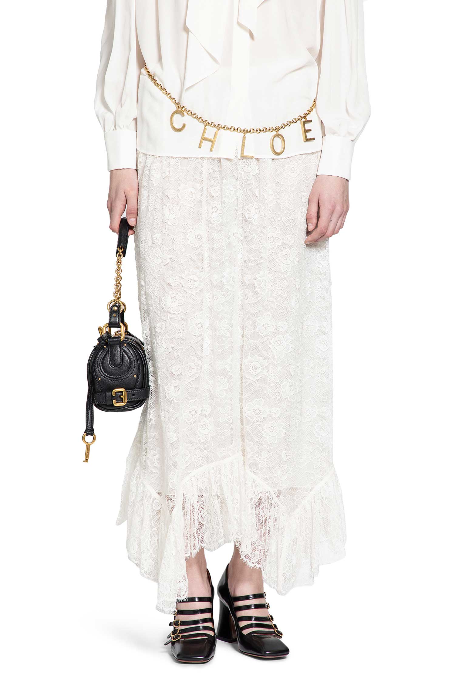 Ruffled MIDI Skirt In Floral Silk Jacquard Chloe оригінал – Купити в Україні – боковий вид