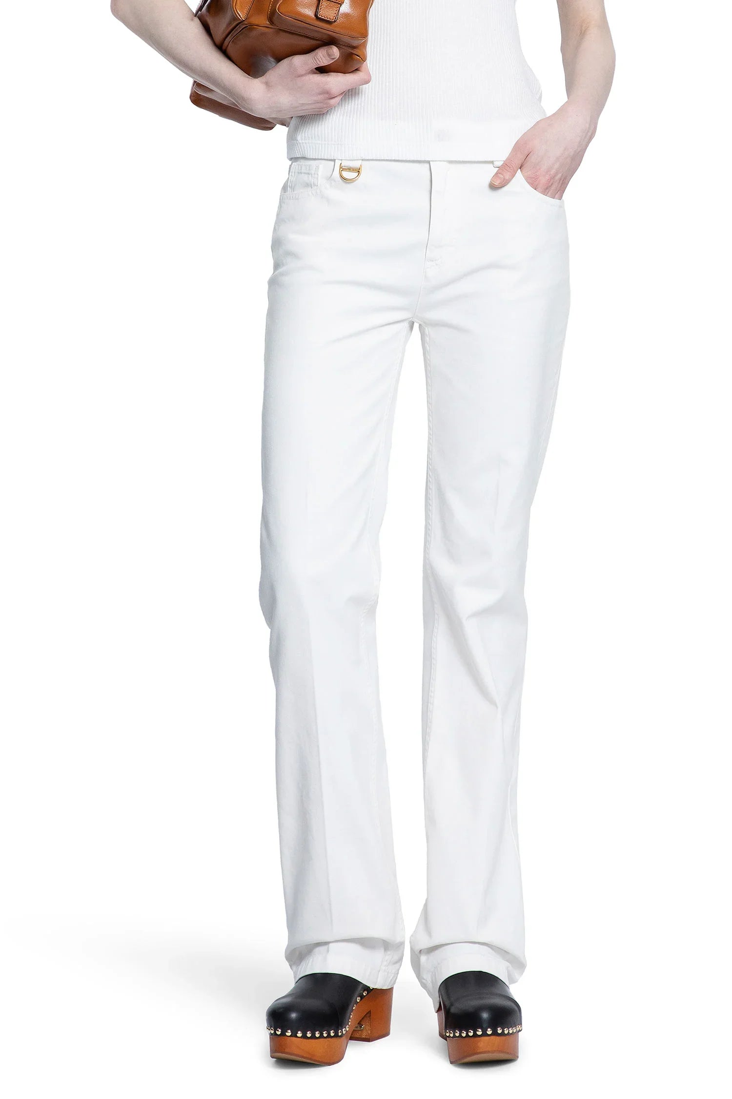 Оригінальна Straight Trousers In Cotton Canvas Chloe – боковий вид