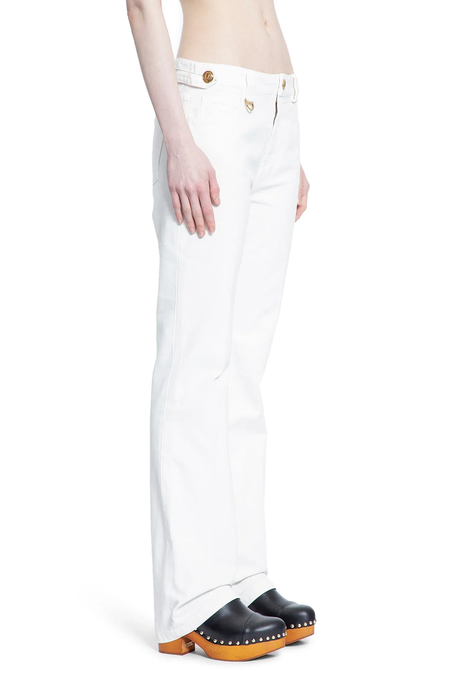 Оригінальна Straight Trousers In Cotton Canvas Chloe – вид ззаду