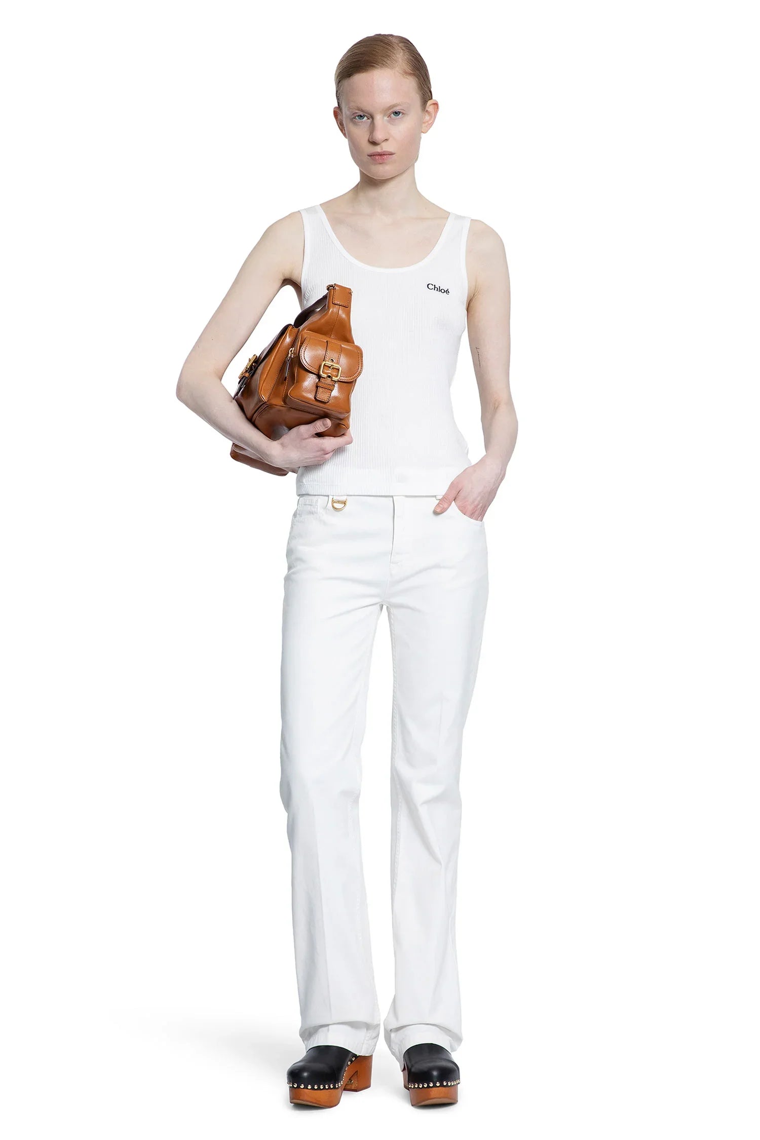 Оригінальна Straight Trousers In Cotton Canvas Chloe – збільшений вид