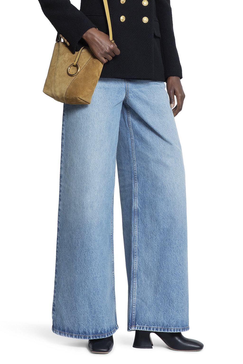 Оригінальна High-Rise Wide-Leg Jeans In Light Wash Denim Chloe – боковий вид