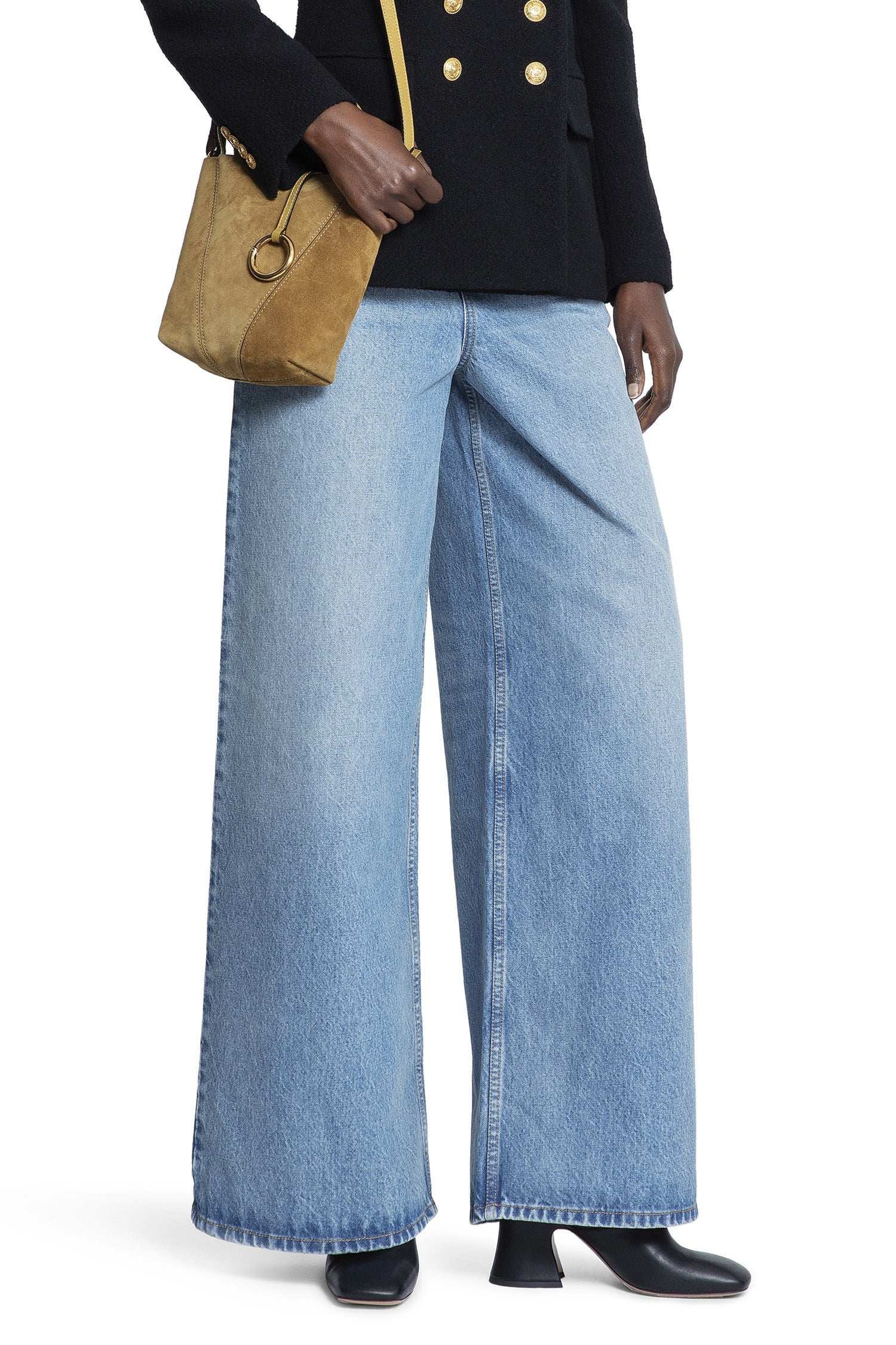Оригінальна High-Rise Wide-Leg Jeans In Light Wash Denim Chloe – боковий вид