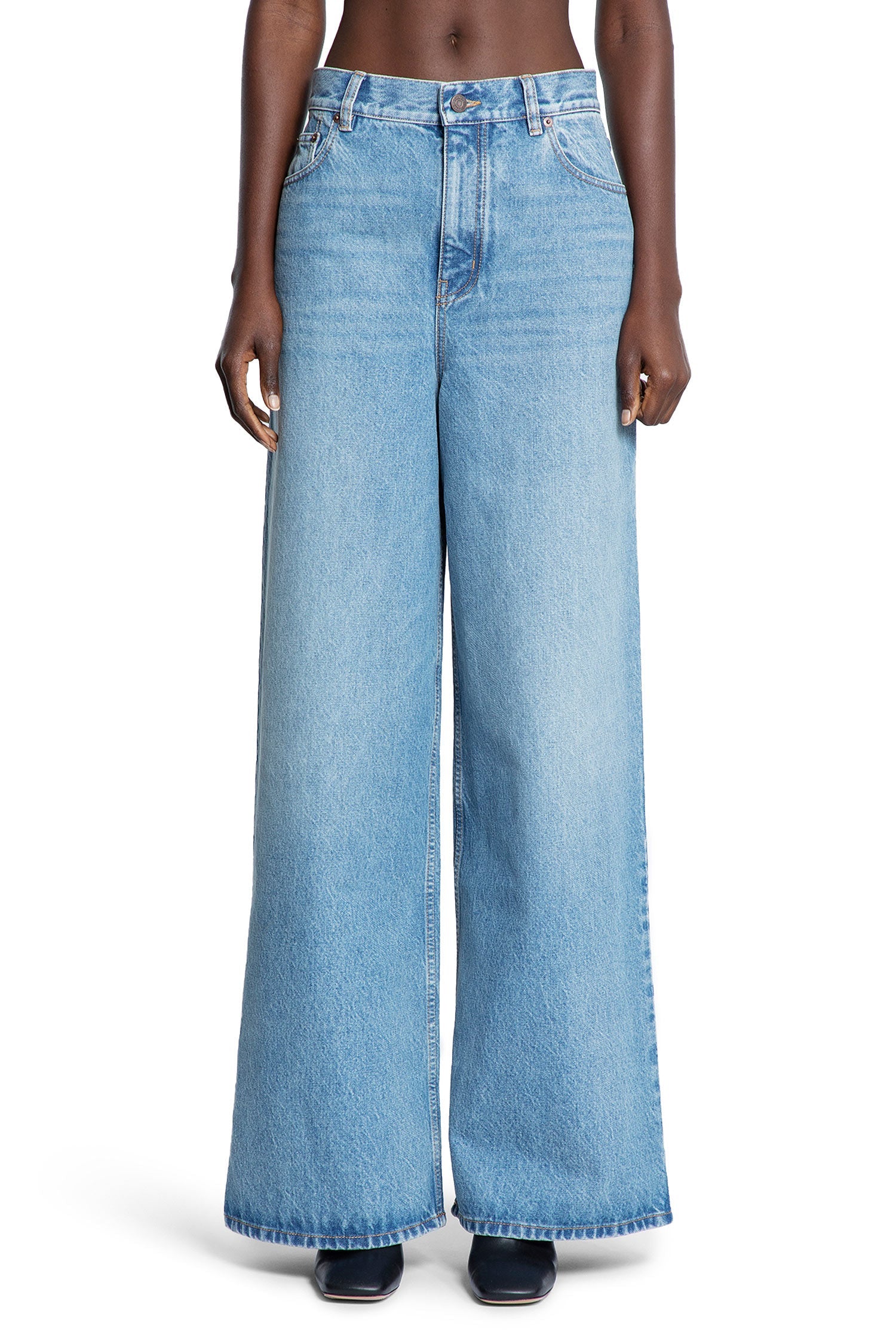 Оригінальна High-Rise Wide-Leg Jeans In Light Wash Denim Chloe – вид ззаду