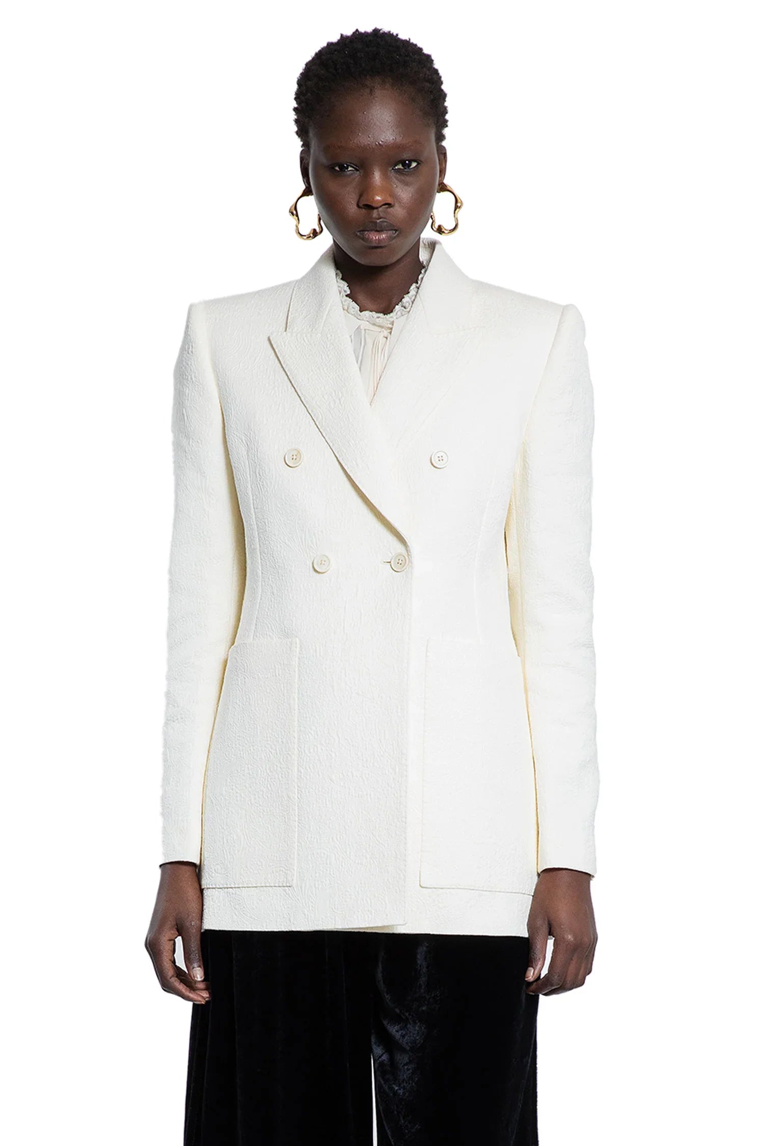 Cotton Nylon Jacquard Tailored Blazer Chloe – Гарантія оригінальності – боковий вид