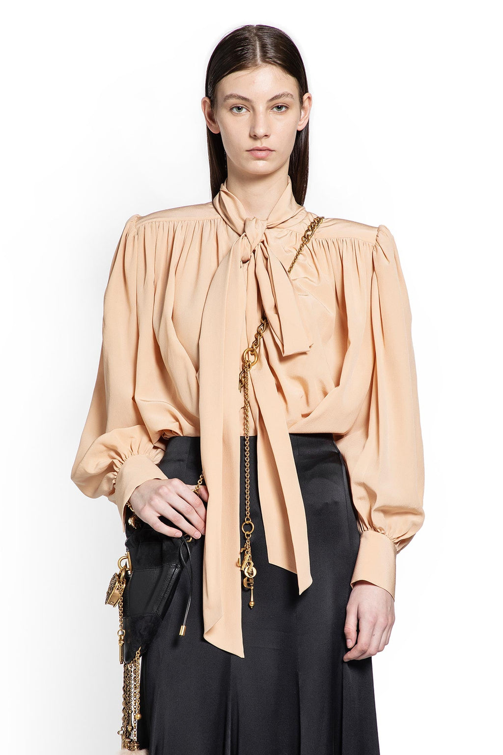 Oversized Gathered Lavallière Blouse Chloe оригінал – Купити в Україні – боковий вид