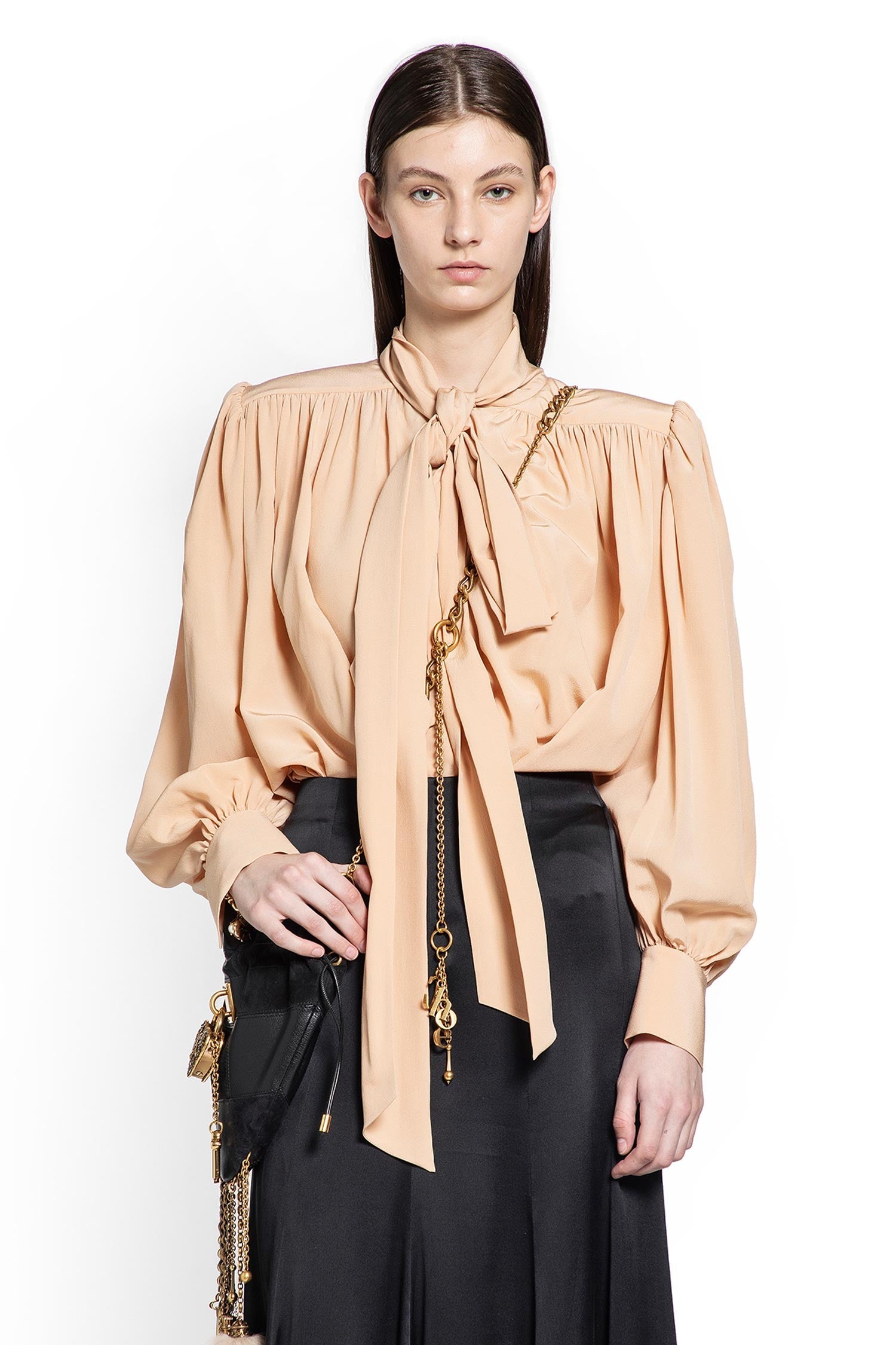 Oversized Gathered Lavallière Blouse Chloe оригінал – Купити в Україні – боковий вид