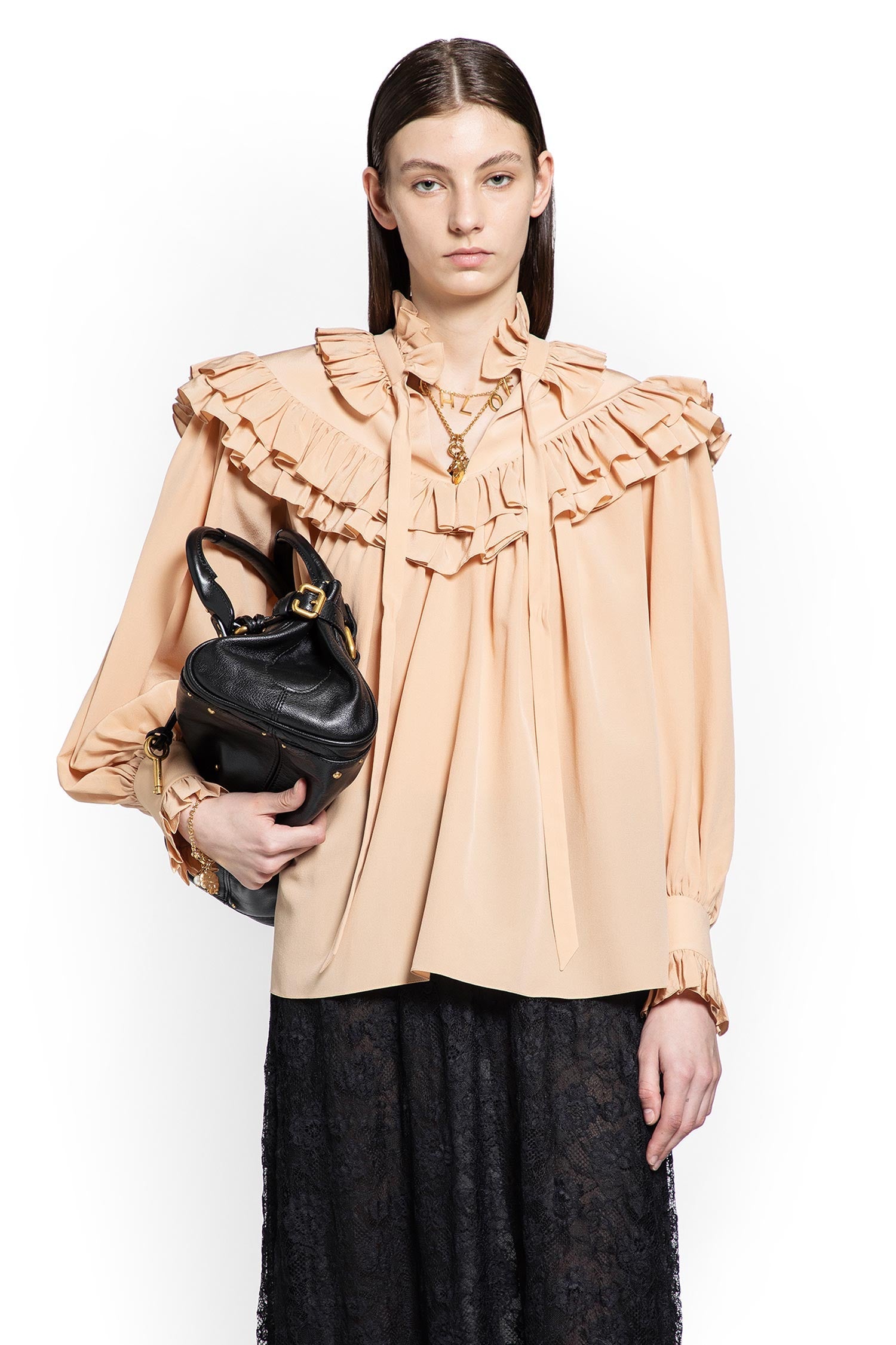Oversize Ruffle Top In Crêpe De Chine Chloe оригінал – Купити в Україні – боковий вид