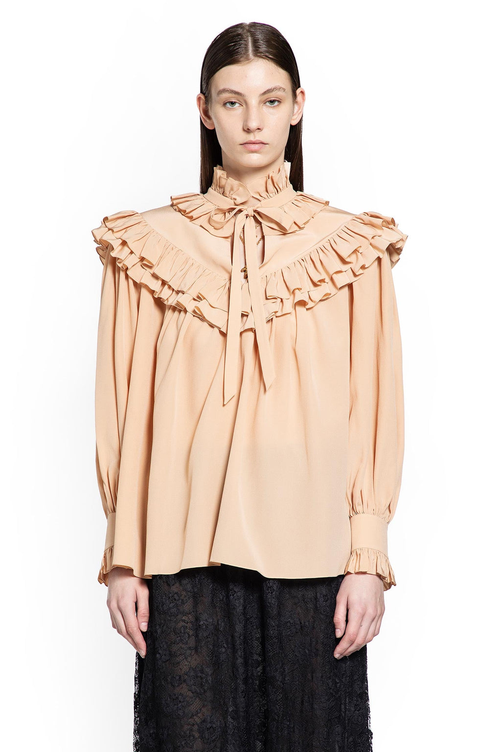 Oversize Ruffle Top In Crêpe De Chine Chloe оригінал – Купити в Україні – вид ззаду
