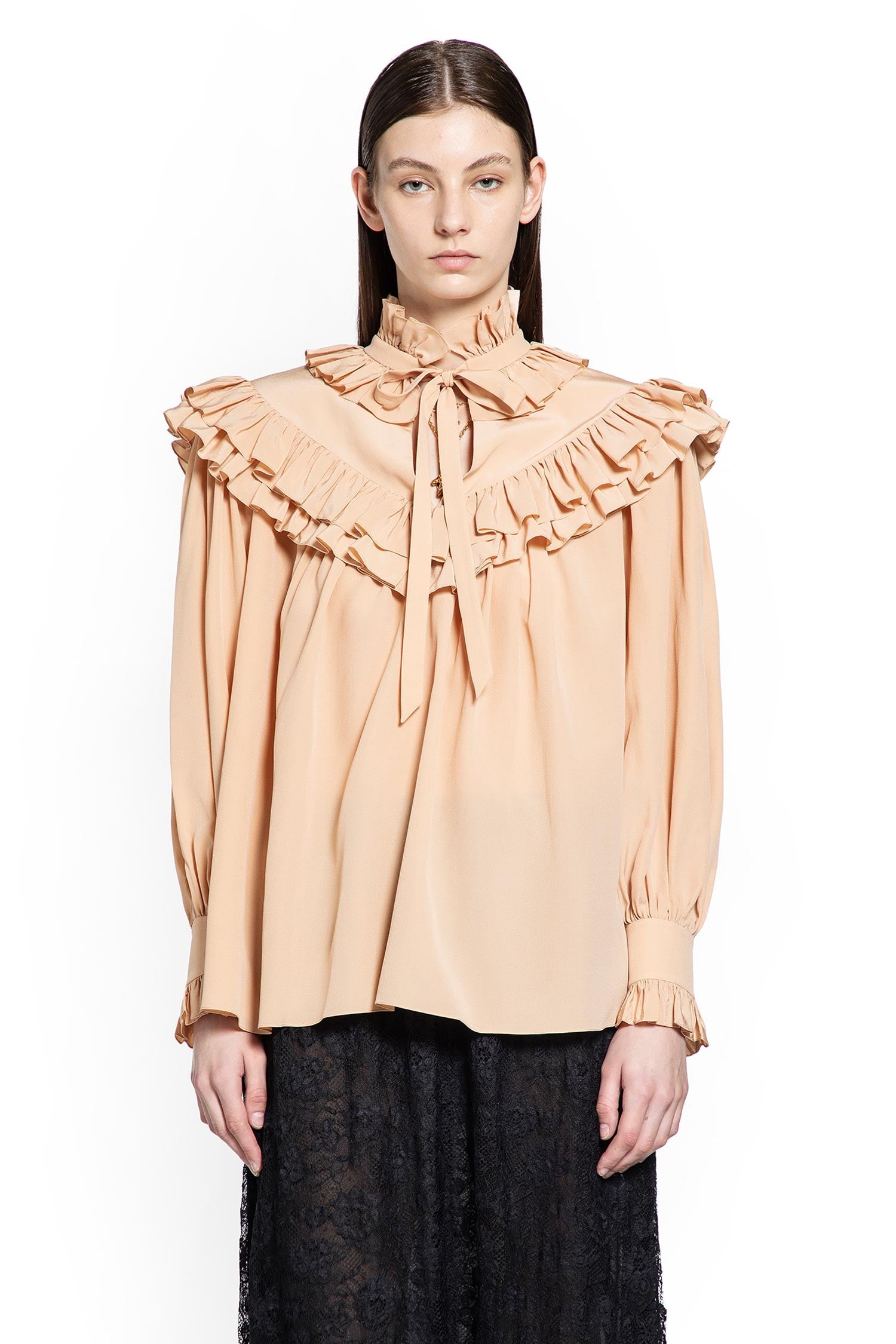 Oversize Ruffle Top In Crêpe De Chine Chloe оригінал – Купити в Україні – вид ззаду