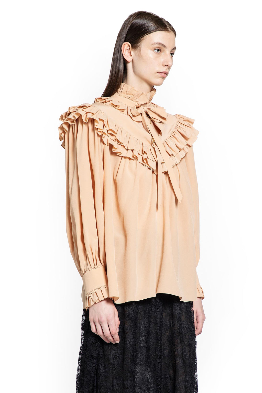 Oversize Ruffle Top In Crêpe De Chine Chloe оригінал – Купити в Україні – детальний вид
