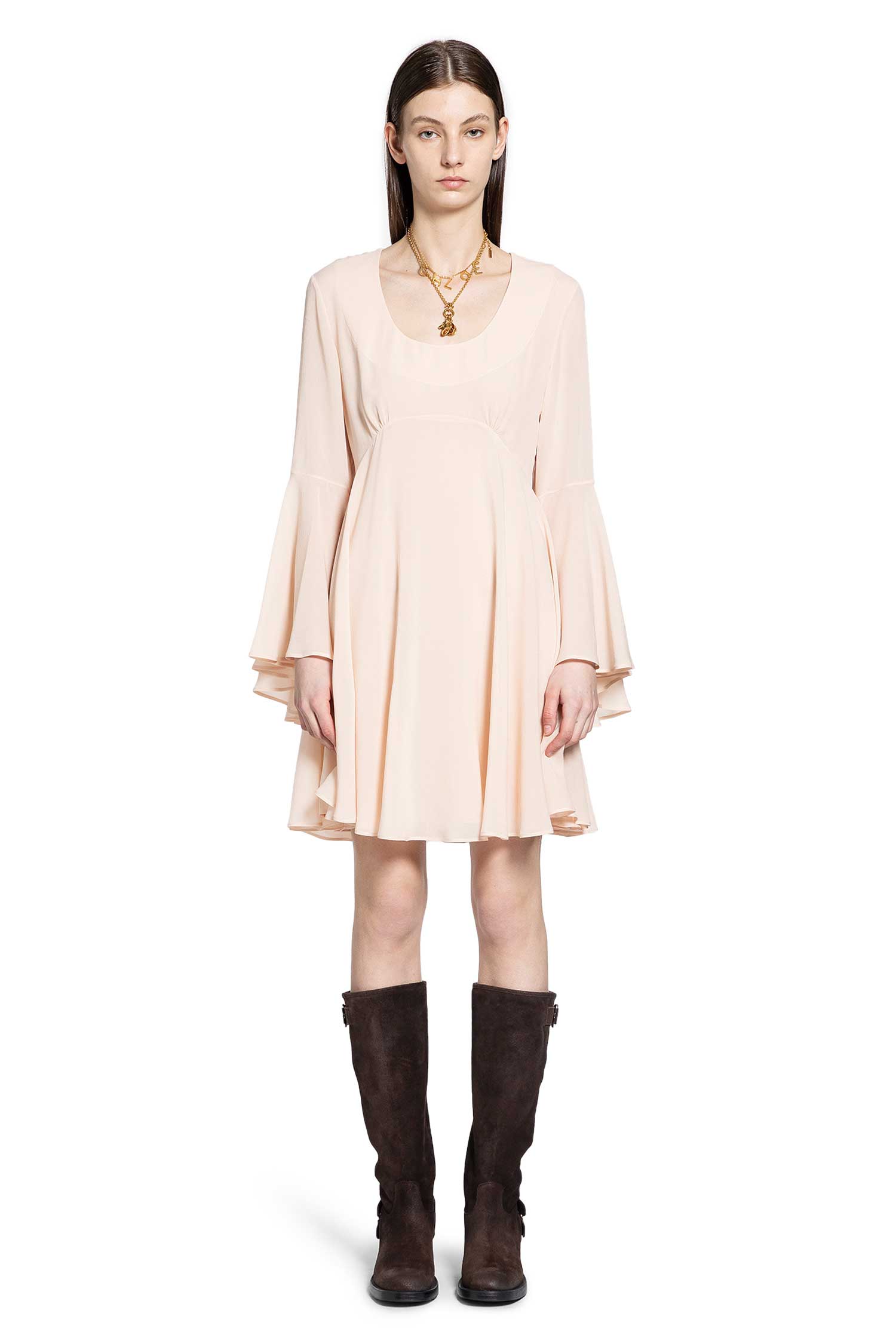 Flared Silk Georgette Mini Dress Chloe – Гарантія оригінальності – вид ззаду