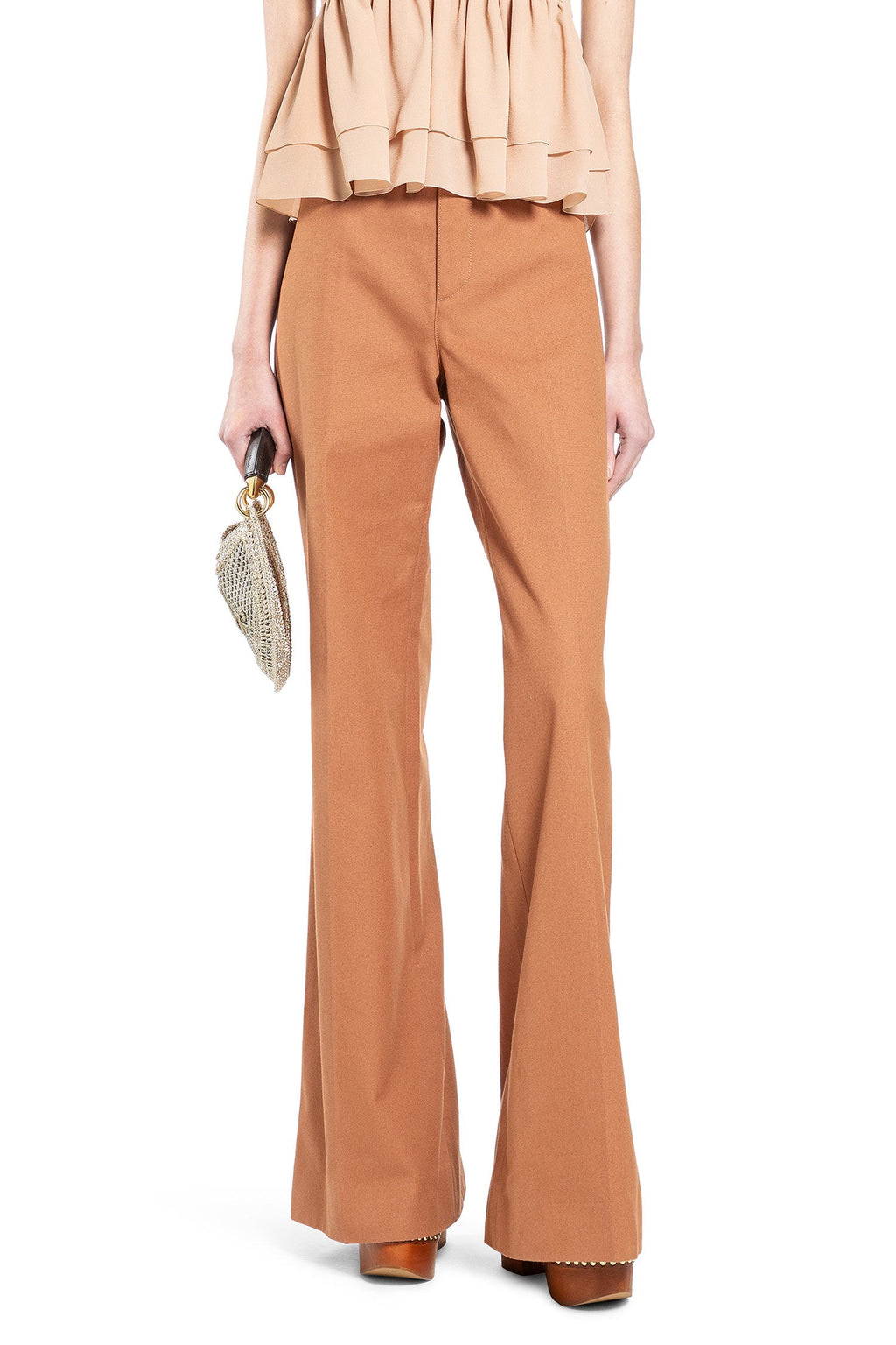 Flared Cotton Canvas Trousers Chloe – Гарантія оригінальності – боковий вид