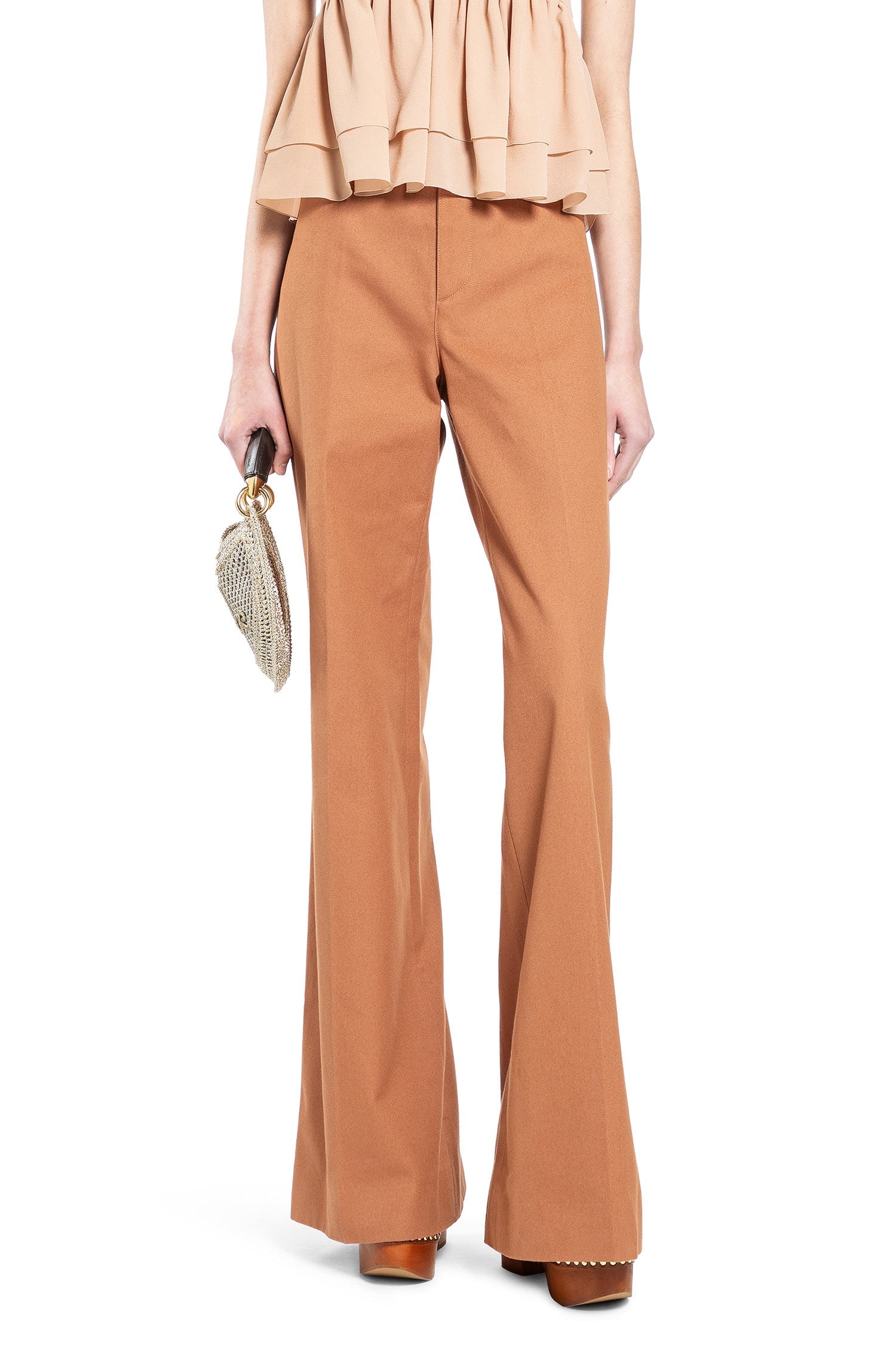 Flared Cotton Canvas Trousers Chloe – Гарантія оригінальності – боковий вид