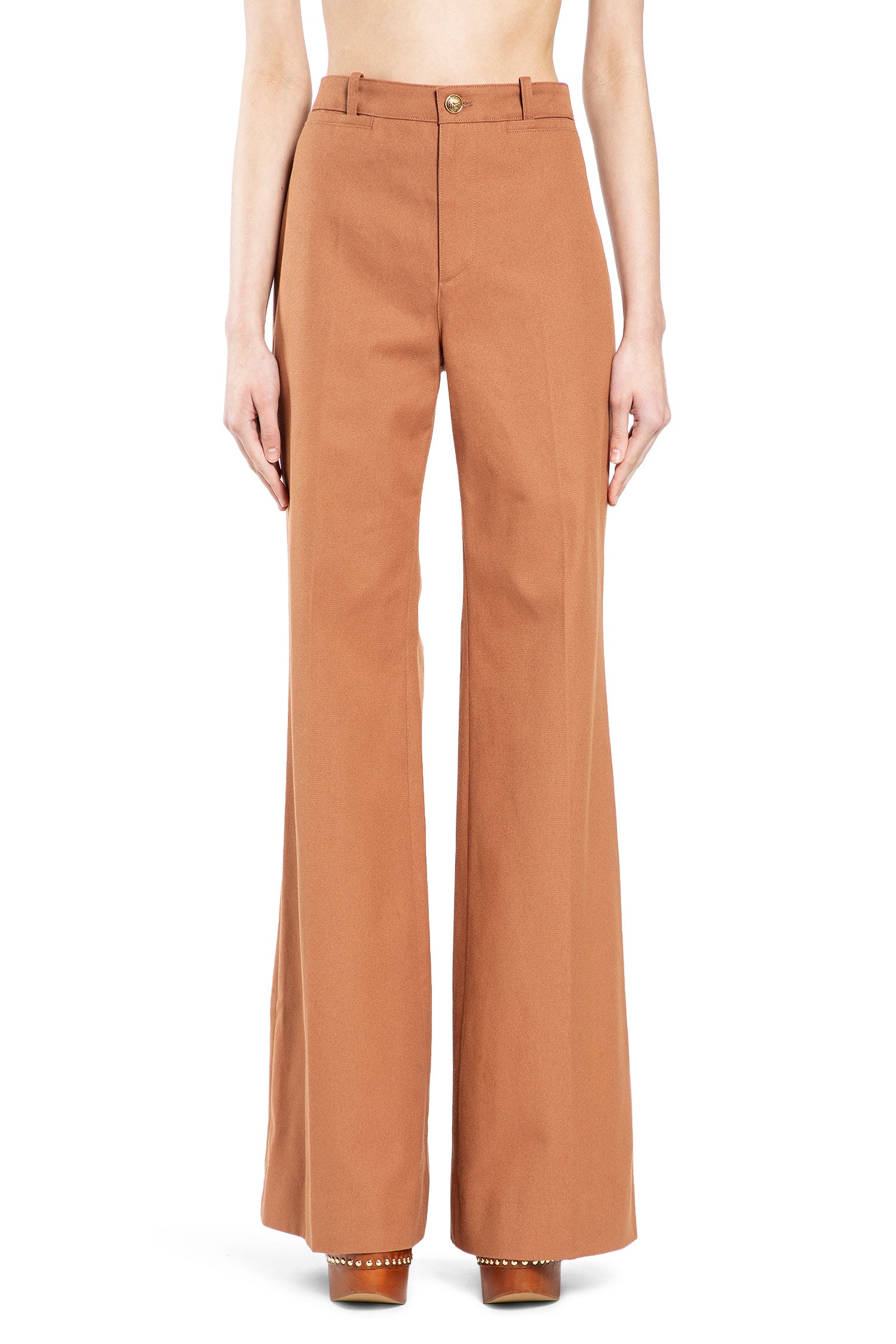Flared Cotton Canvas Trousers Chloe – Гарантія оригінальності – вид ззаду