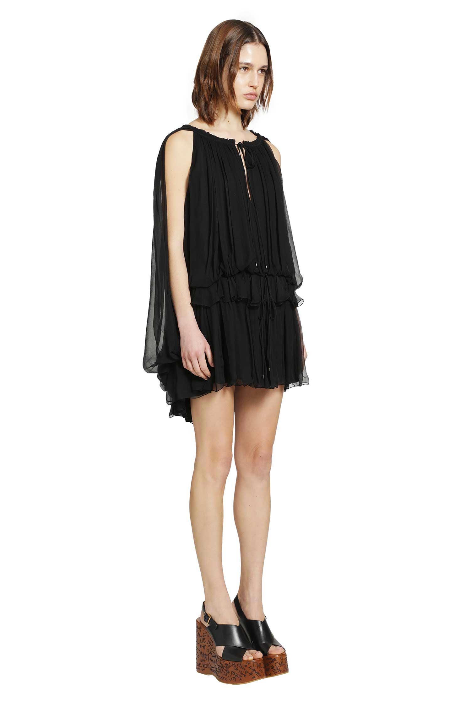 Silk Mousseline Mini Cape Dress Chloe оригінал – Купити в Україні – детальний вид