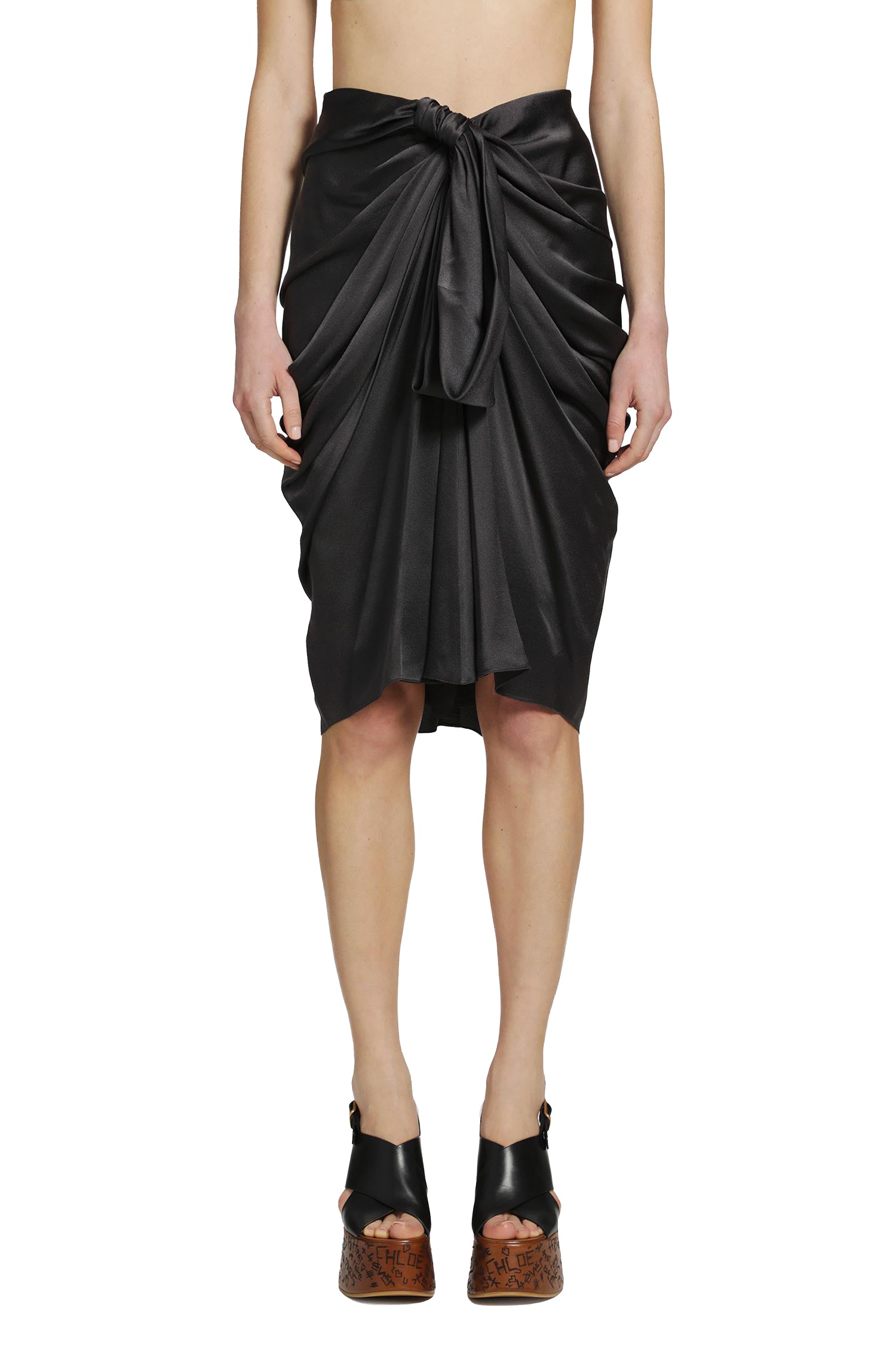 Draped Silk Satin MIDI Skirt Chloe оригінал – Купити в Україні – вид ззаду