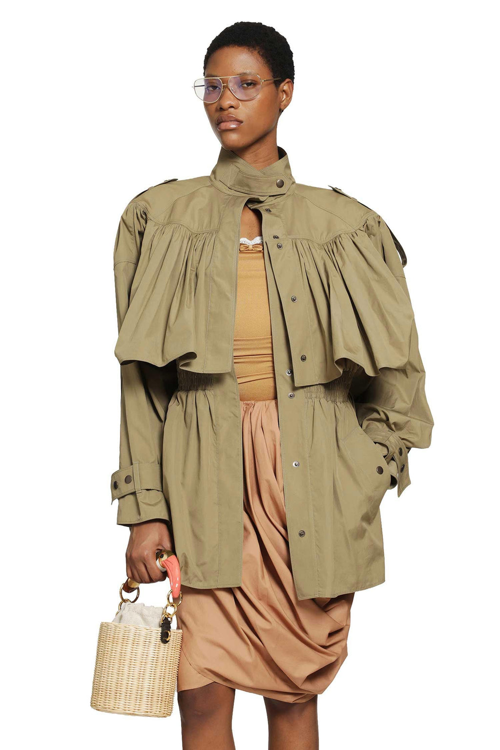 Short Trench Coat In Cotton Poplin Chloe оригінал – Купити в Україні – боковий вид