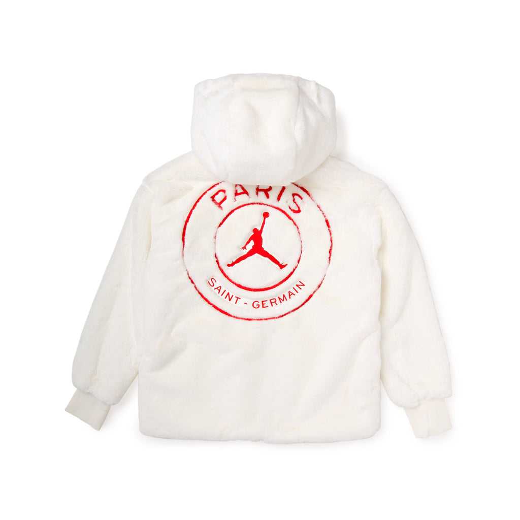 Jordan X Paris Saint-Germain Womens Fur Jacket Air jordan оригінал – Купити в Україні – вид ззаду