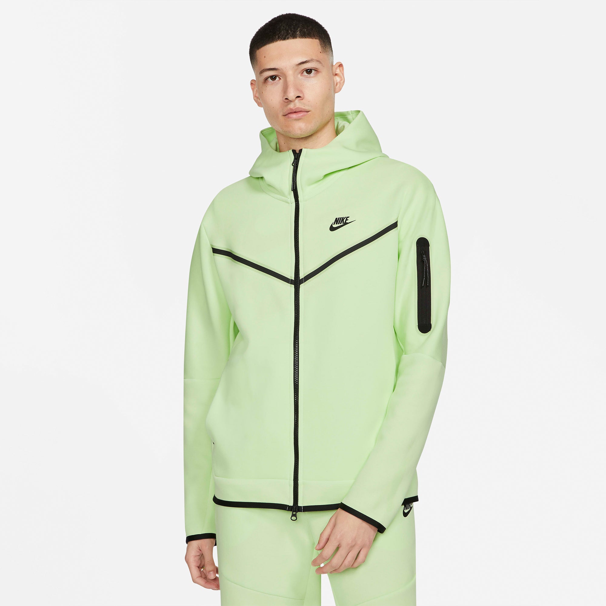 Mens Sportswear Tech Fleece Full Zip Liquid Lime Hoodie Nike – Гарантія оригінальності – вид ззаду - NIKE