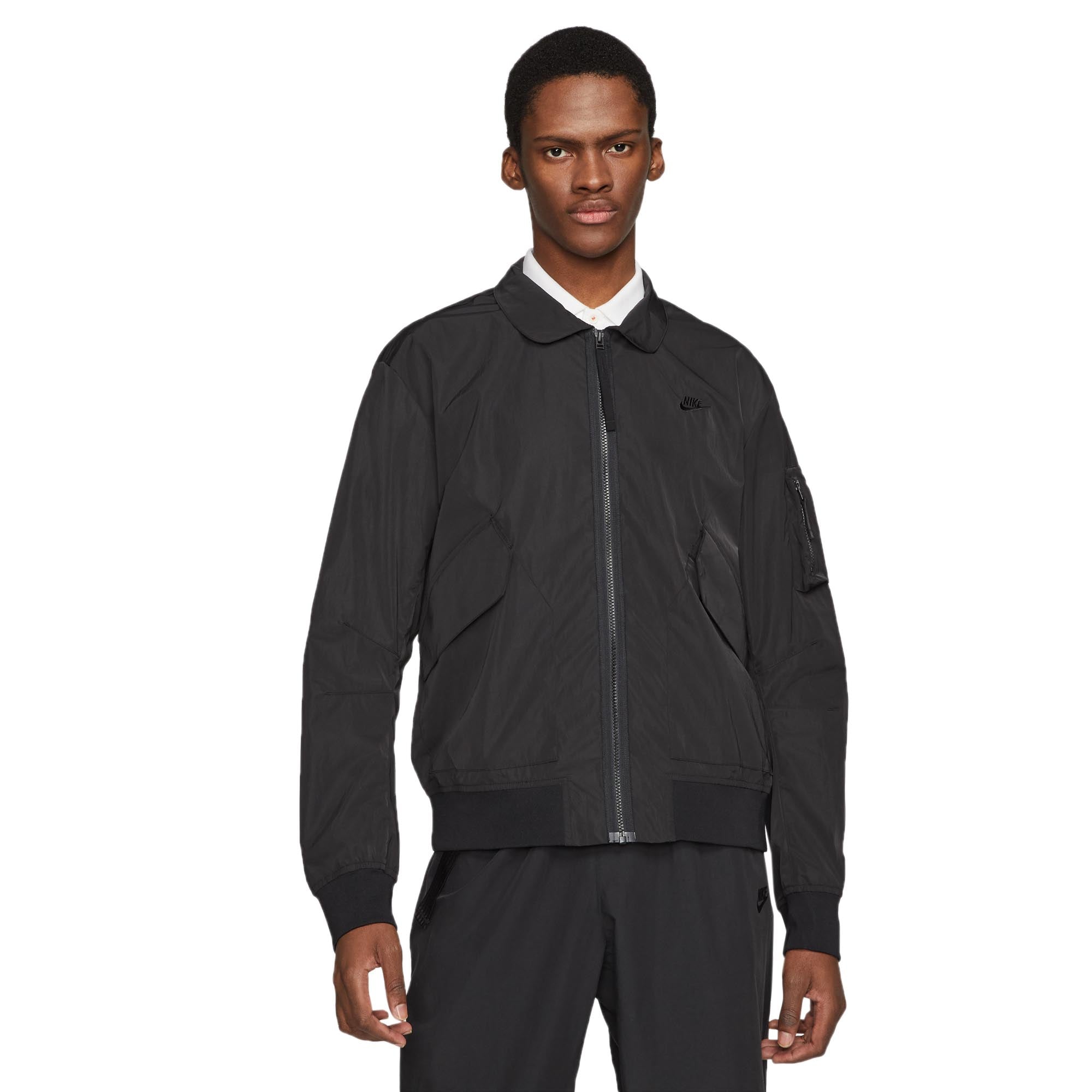 Mens Sportswear Black Bomber Jacket Nike – Гарантія оригінальності – боковий вид - NIKE