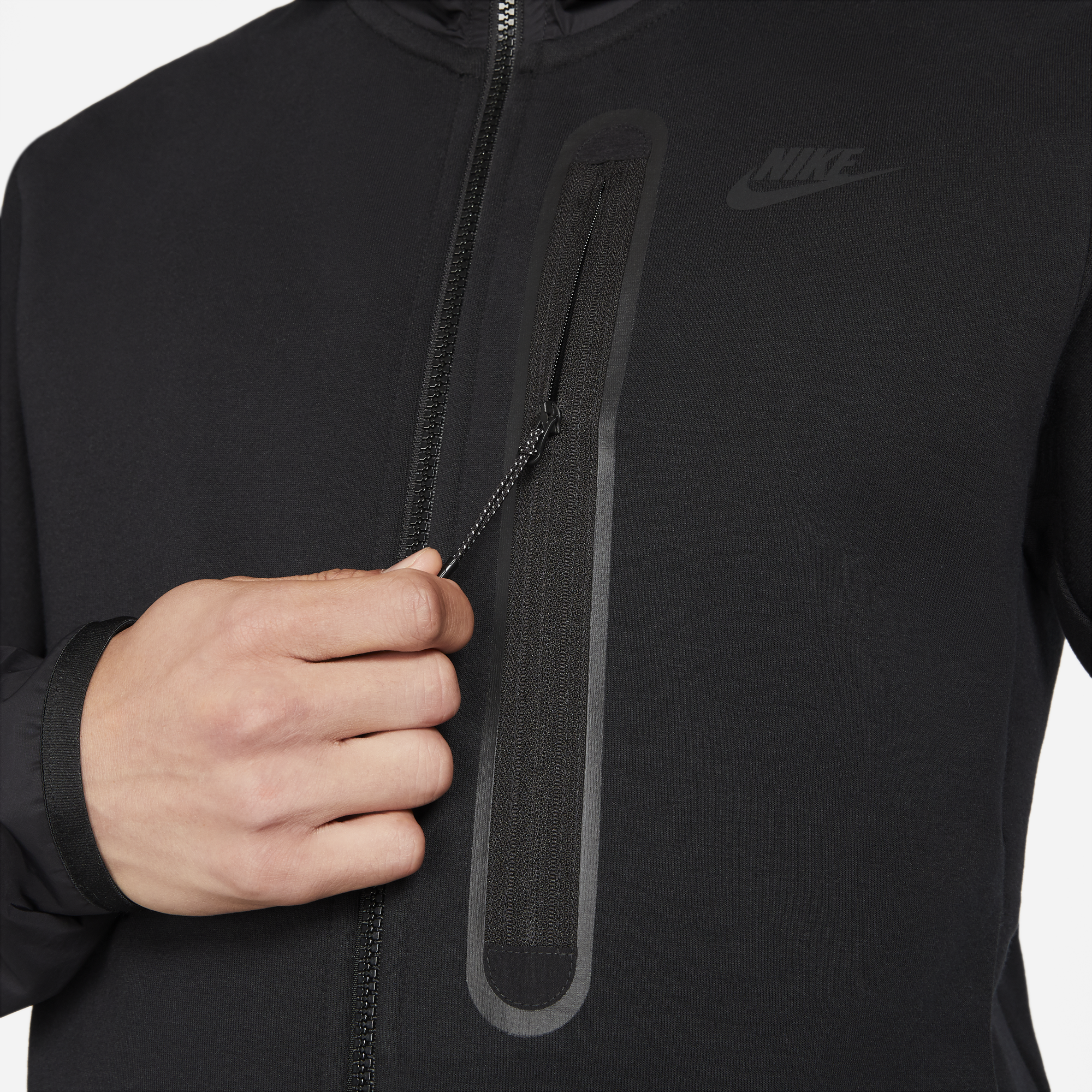 Mens Sportswear Tech Fleece Full Zip Black Hoodie Nike оригінал – Купити в Україні – збільшений вид - NIKE