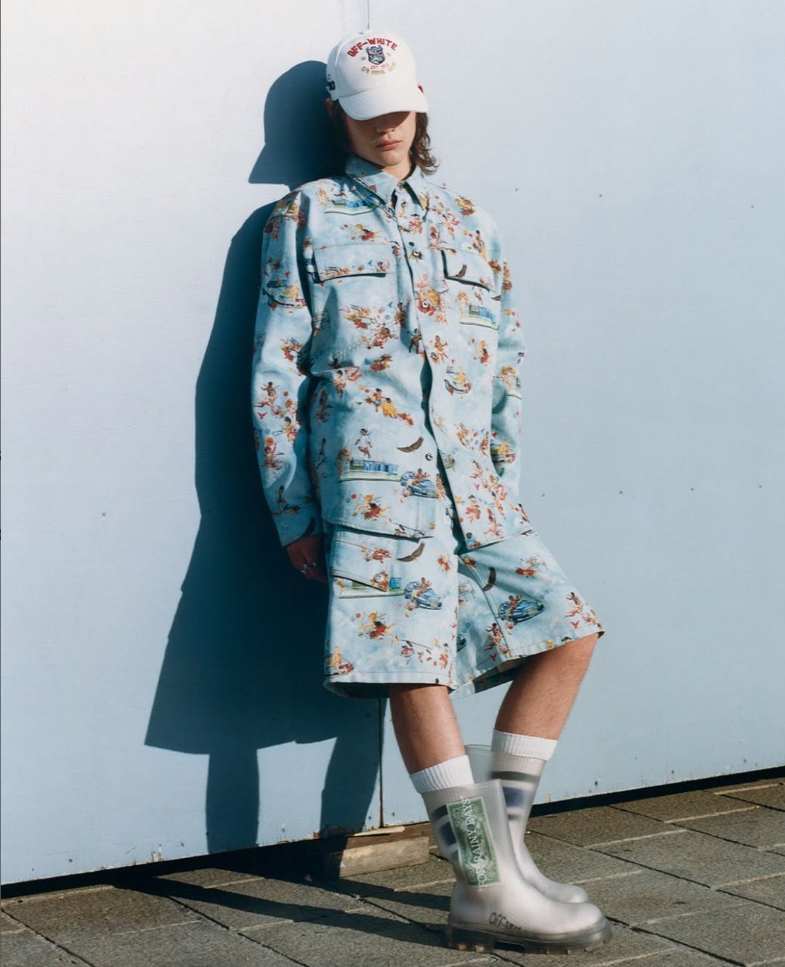 Оригінальна Printed Denim Overshirt Off-white – вид ззаду