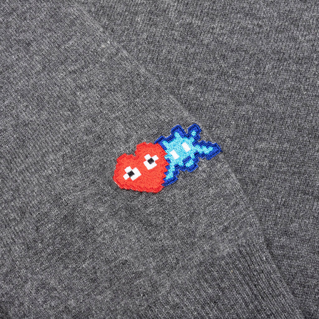 Comme des Garcons PLAY x the Artist Invader Button Cardigan - Grey - COMME DES GARCONS