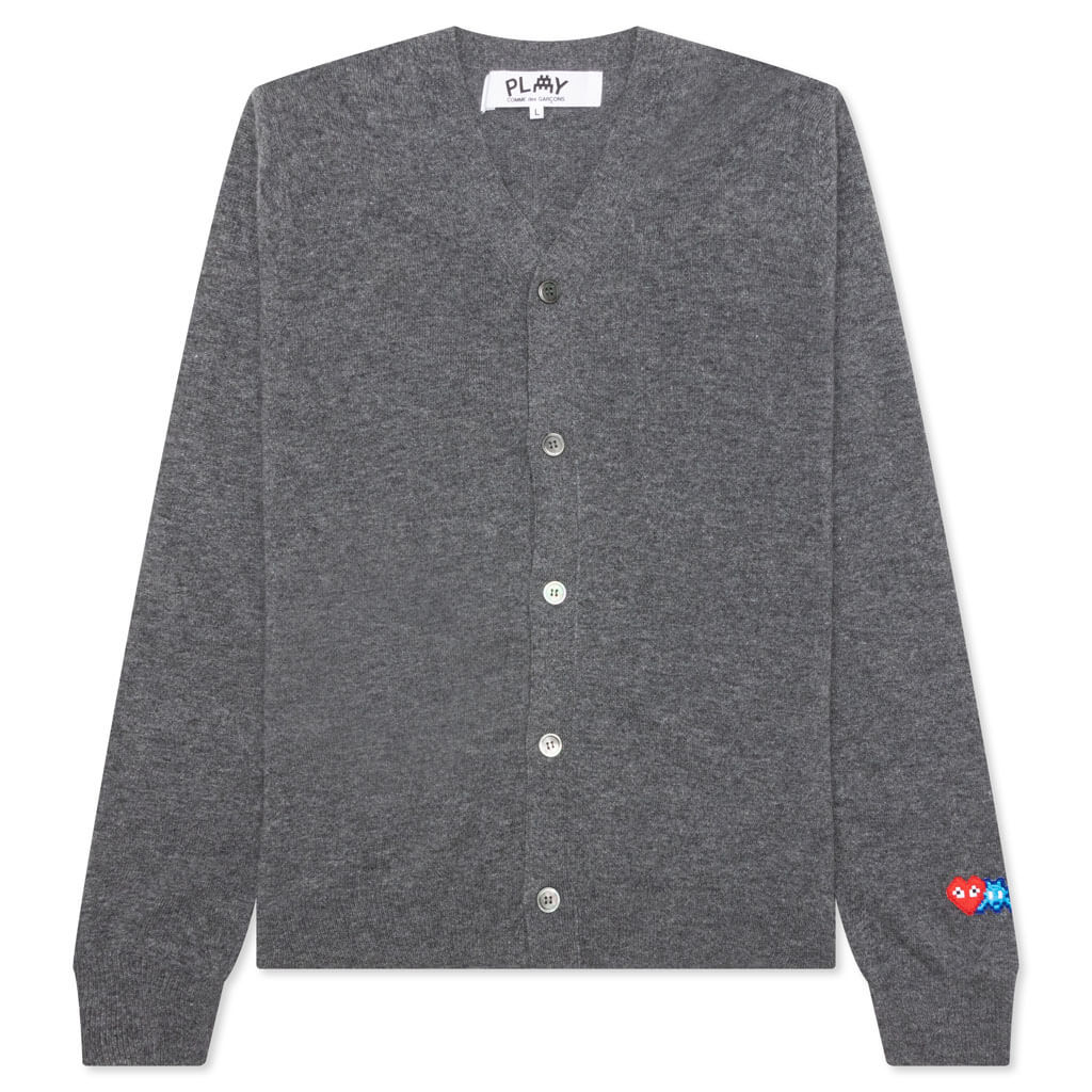 Comme des Garcons PLAY x the Artist Invader Button Cardigan - Grey - COMME DES GARCONS