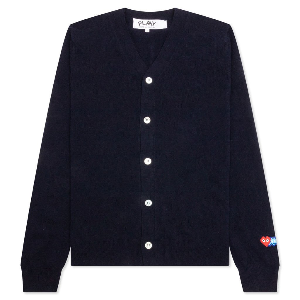 Comme des Garcons PLAY x the Artist Invader Button Cardigan - Navy - COMME DES GARCONS
