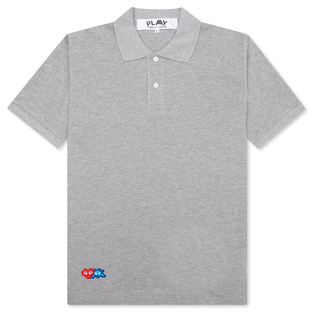 Comme des Garcons PLAY x the Artist Invader Polo - Grey - COMME DES GARCONS