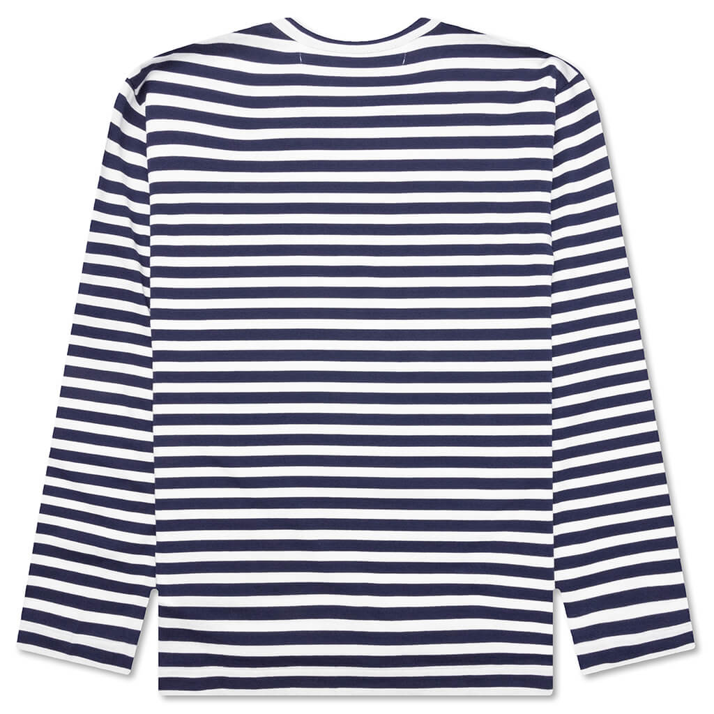 Comme des Garcons PLAY x the Artist Invader Striped L/S Tee - Blue/White - COMME DES GARCONS