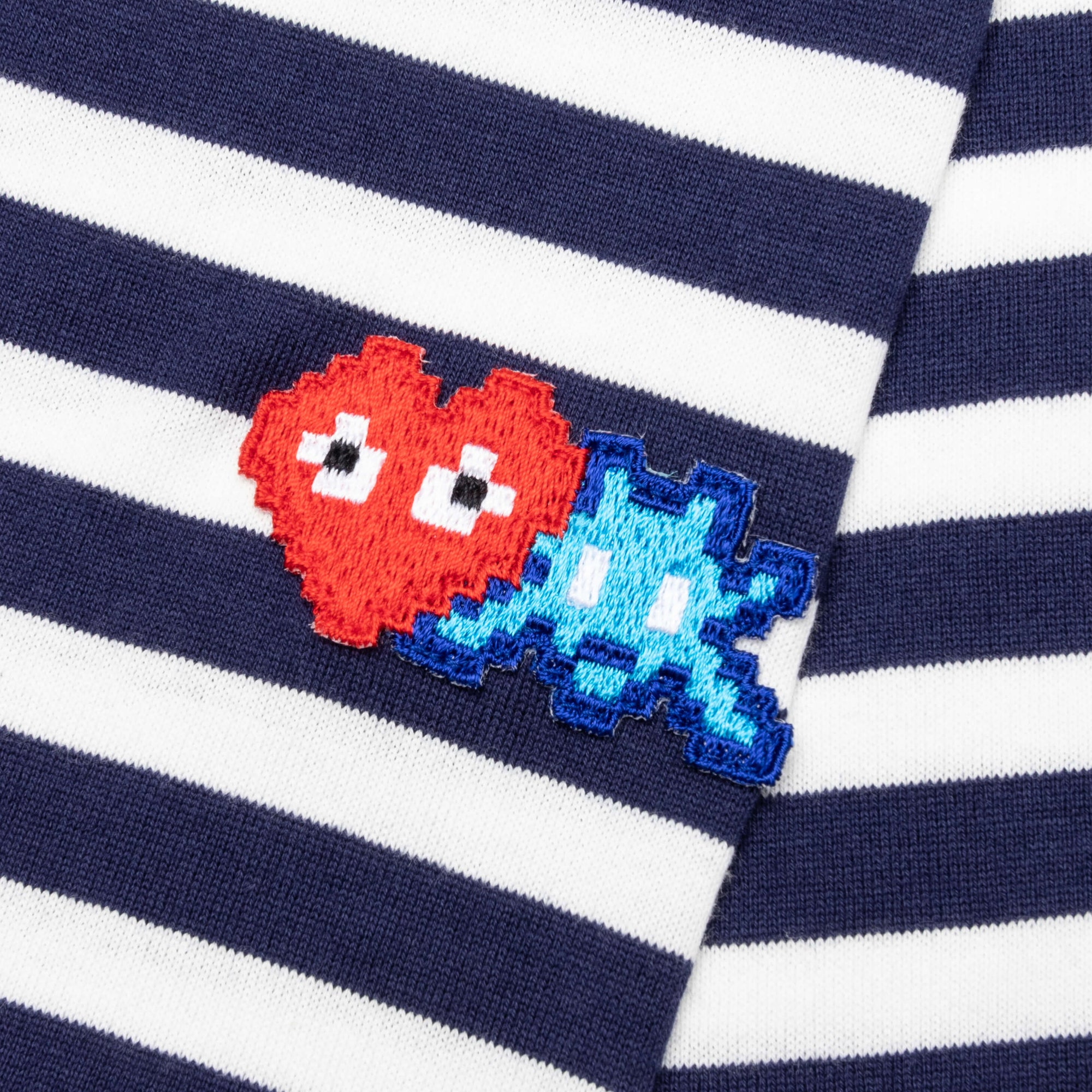 Comme des Garcons PLAY x the Artist Invader Striped L/S Tee - Blue/White - COMME DES GARCONS