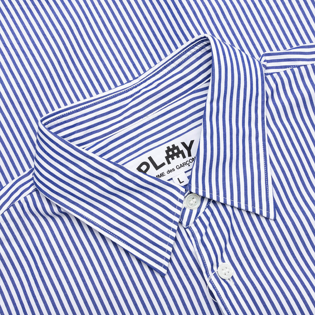 Comme des Garcons PLAY x the Artist Invader Striped Shirt - Blue/White - COMME DES GARCONS