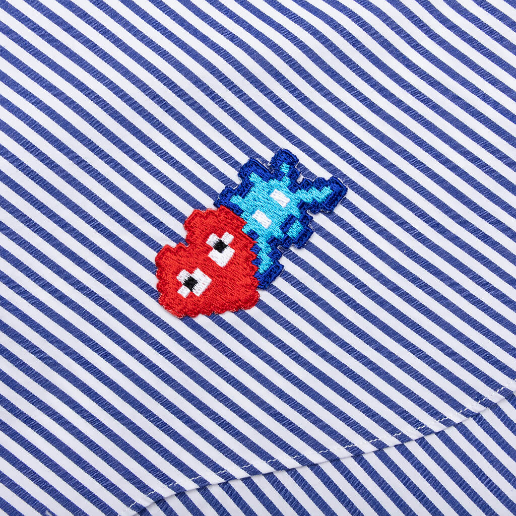 Comme des Garcons PLAY x the Artist Invader Striped Shirt - Blue/White - COMME DES GARCONS