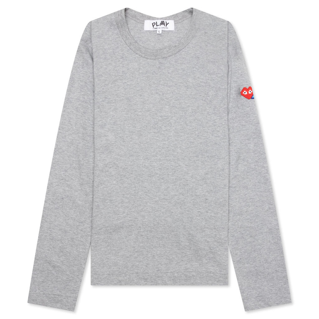 Comme des Garcons PLAY x the Artist Invader Women's L/S Tee - Grey - COMME DES GARCONS