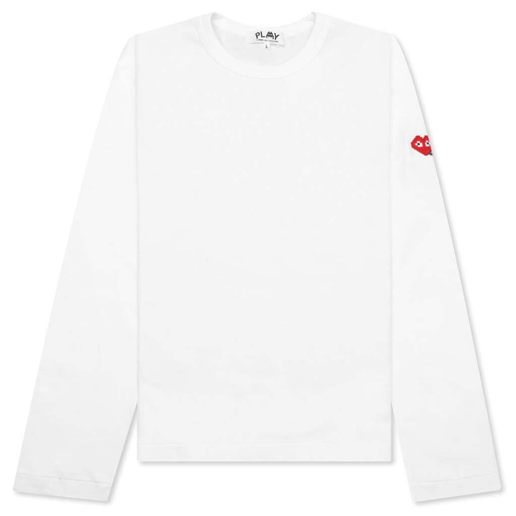 Comme des Garcons PLAY x the Artist Invader Women's L/S Tee - White - COMME DES GARCONS