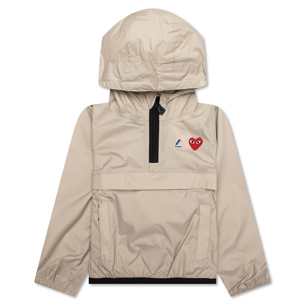 Comme des Garcons Play x K-Way Kids Half Zip Jacket - Beige - COMME DES GARCONS