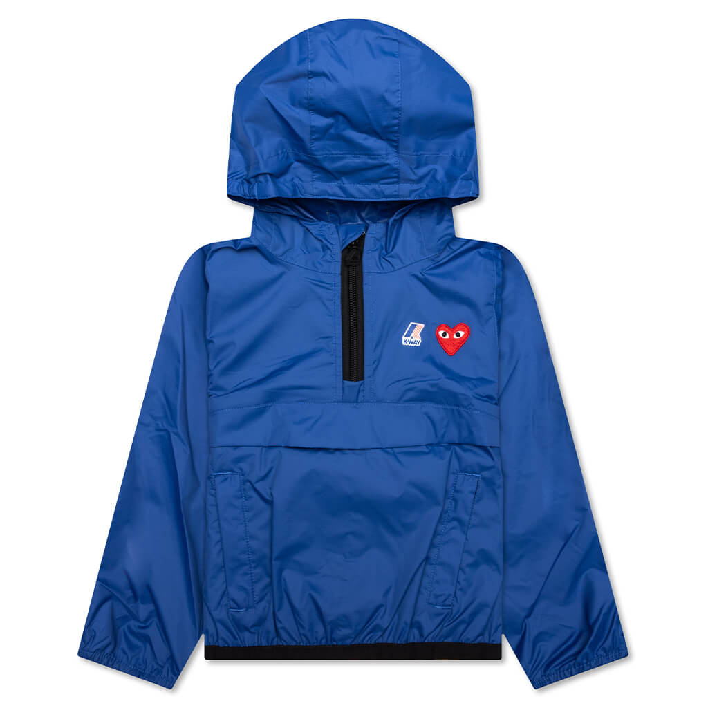 Comme des Garcons Play x K-Way Kids Half Zip Jacket - Blue - COMME DES GARCONS