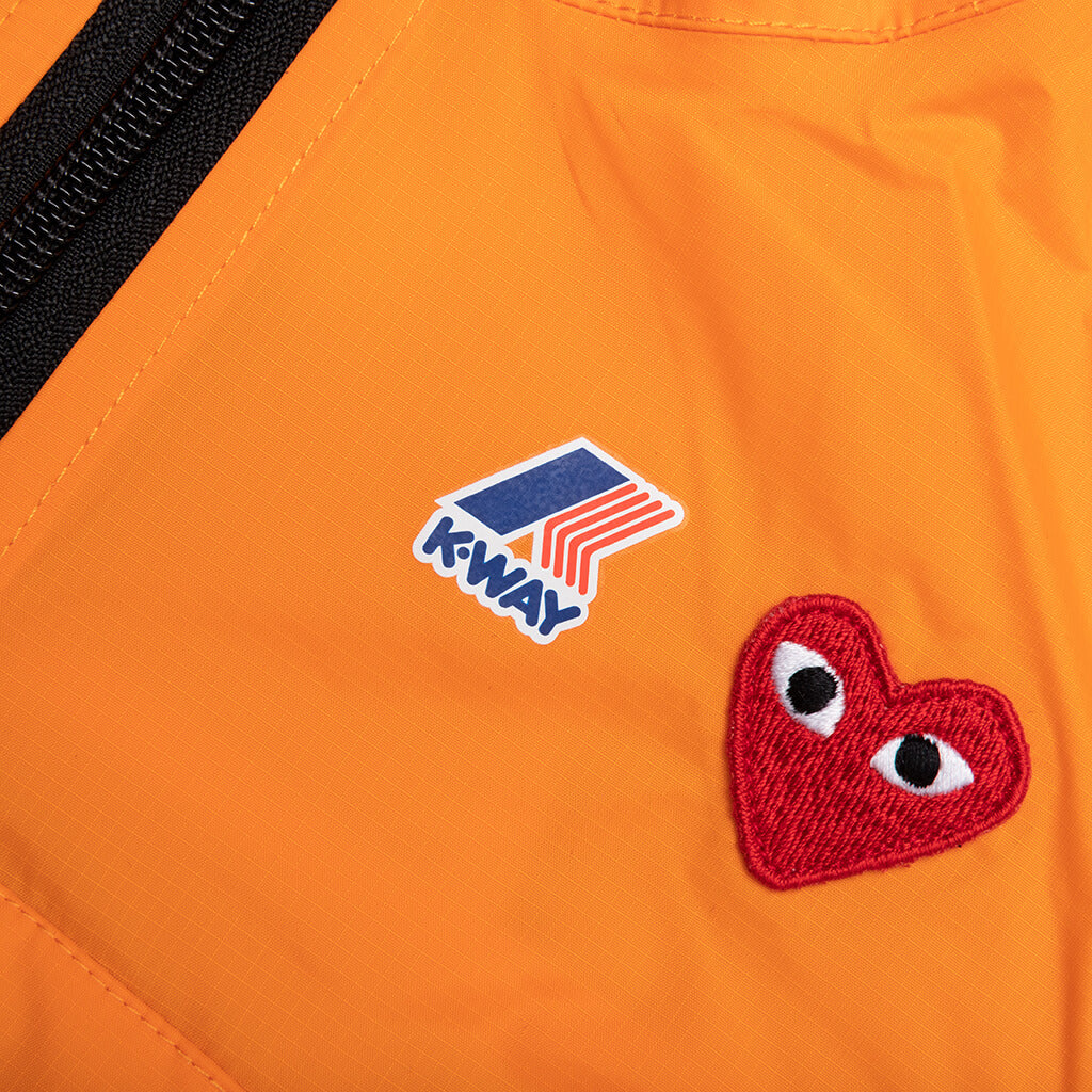 Comme des Garcons Play x K-Way Kids Half Zip Jacket - Orange - COMME DES GARCONS