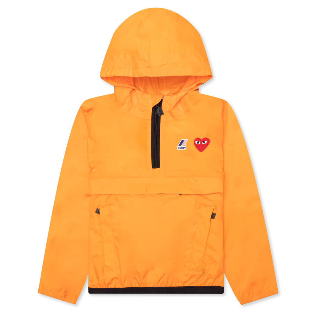 Comme des Garcons Play x K-Way Kids Half Zip Jacket - Orange - COMME DES GARCONS