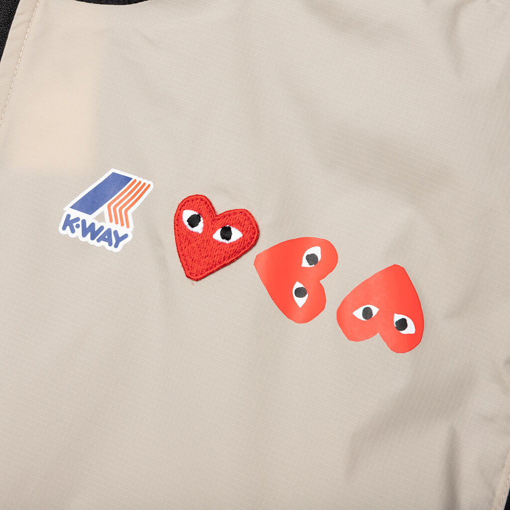 Comme des Garcons Play x K-Way Logos Full Zip Jacket - Beige/Black - COMME DES GARCONS