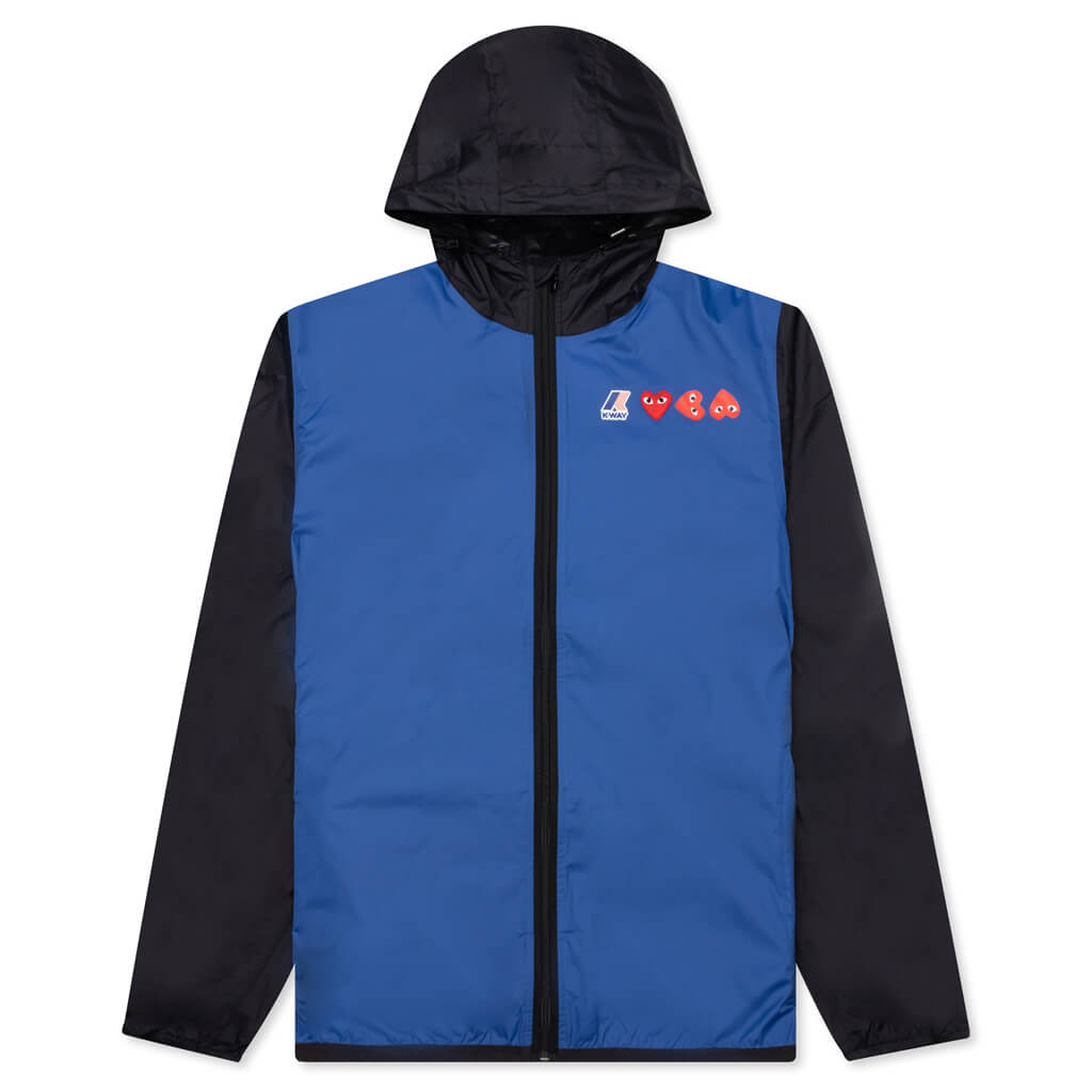 Comme des Garcons Play x K-Way Logos Full Zip Jacket - Blue/Black - COMME DES GARCONS